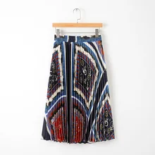 ZXQJ летняя плиссированная юбка с принтом пейсли винтажная шикарная элегантная женская шифоновая юбка с эластичной талией Повседневная Jupe Femme