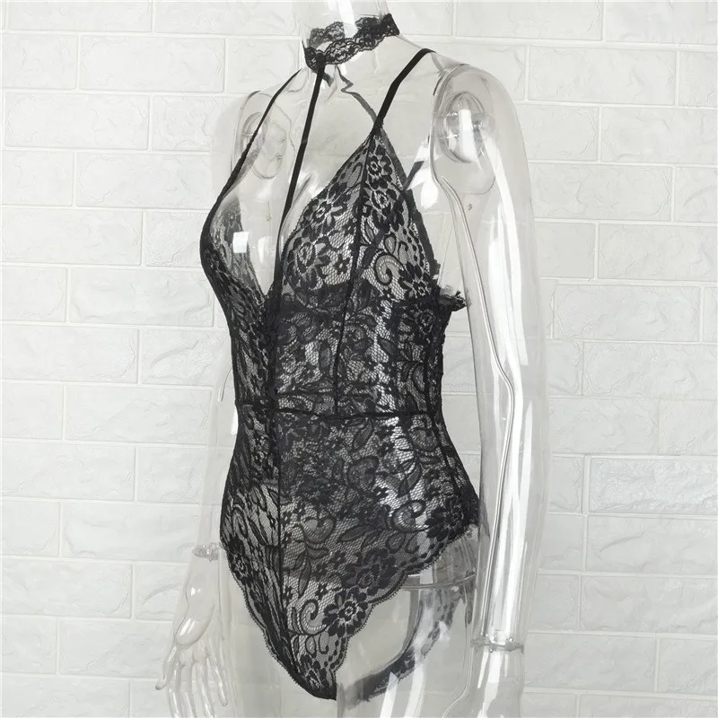 Gtpdpllt Sexy Halter lace bodysuit See-through Women hollow out Beach jumpsuit romper body feminino overalls Party bodysuits