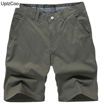 

UplzCoo Men Shorts Cotton 2019 Summer New Casual Men's Business Shorts Soft Slim Solid Color Large Size Male Beach Shorts FM081