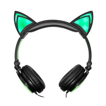 

Children Head-mounted Foldable Headphones Cartoon Cat Ears Illuminated LED Headset Phone Music Mp3 Player Multi-Color Optional
