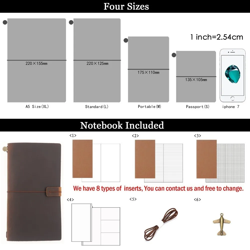 Cena Gorąca sprzedaż 100% prawdziwy skórzany notes Handmade klasyczna skóra bydlęca notes Sketchbook Planner kup 1 Get 11 akcesoria prezent