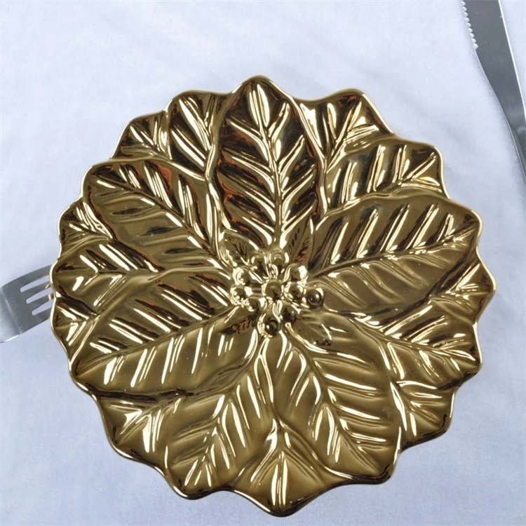 Керамика покрытый золотым тиснением украшенное цветами для хранения лоток