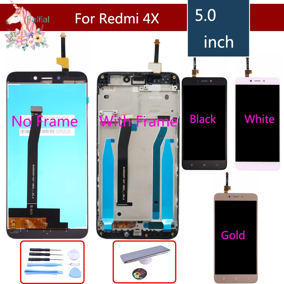 

Original Display For XIAOMI Redmi 4X LCD Touch Screen with Frame Replacement touch Screen For xiaomi Redmi 4X LCD Display+Gift