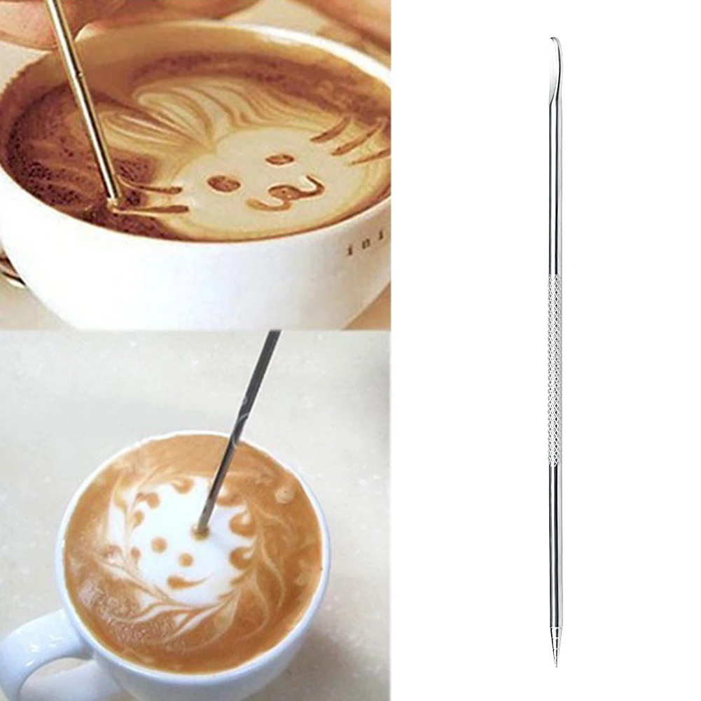 

Stainless Steel Coffee Decorating Pen Barista Cappuccino Latte Espresso Coffee Drawing Art Pen Kitchen Cafe DIY Tool