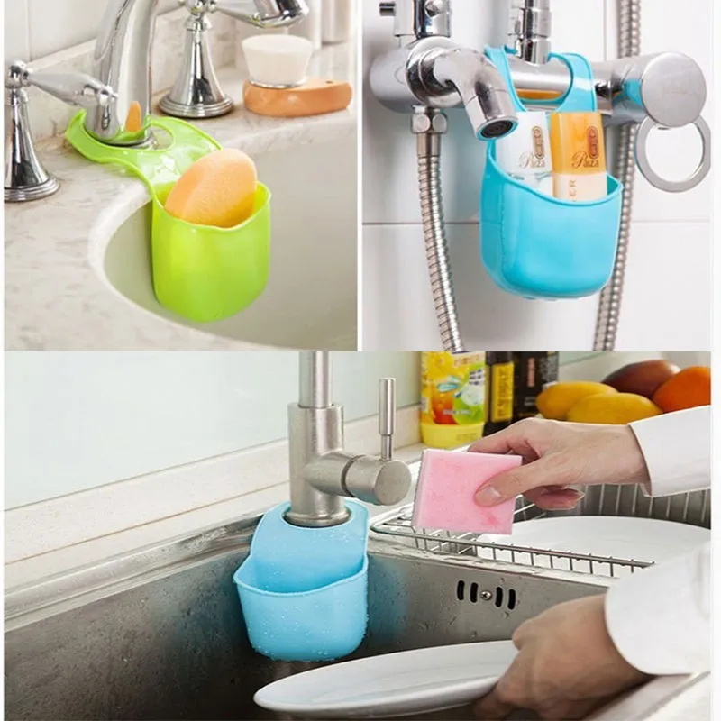 1pc Portable Hanging Drain Bag Holder Sponge Storage Gadget Rack Basket Toilet Soap Shelf Organizer Kitchen Sink Holder Accessories Tool   (4)