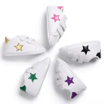 

Imcute 2019 Brand Newborn Fashion Toddler Baby Boy Girl Soft Sole Leather Crib Shoes Sneaker Casual White Pentagram Shoes 0-18M