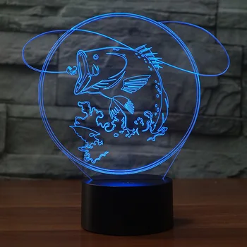 

Fish hooked design 3d night light 7 Changing Colors touch switch for home Decor or gift
