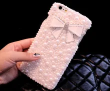 Дауэр меня Новые Симпатичные бантом Bling Полный diamond pearl чехол для iPhone 7 6 6 S Plus 4.7 5.5 дюймов 5 5S 5C 4 4S Бесплатная доставка