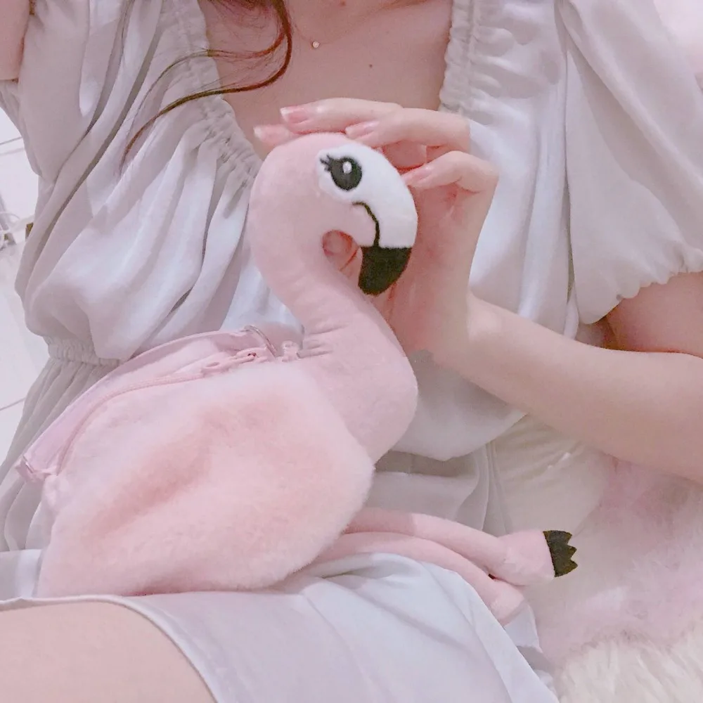 Зимние Для женщин Творческий искусственный мех Фламинго сумка в форме для фотосессии для инструмент для девочек в стиле "Лолита", комплект с принтом милой денег Кошелек для монет кошелек осанки сумка