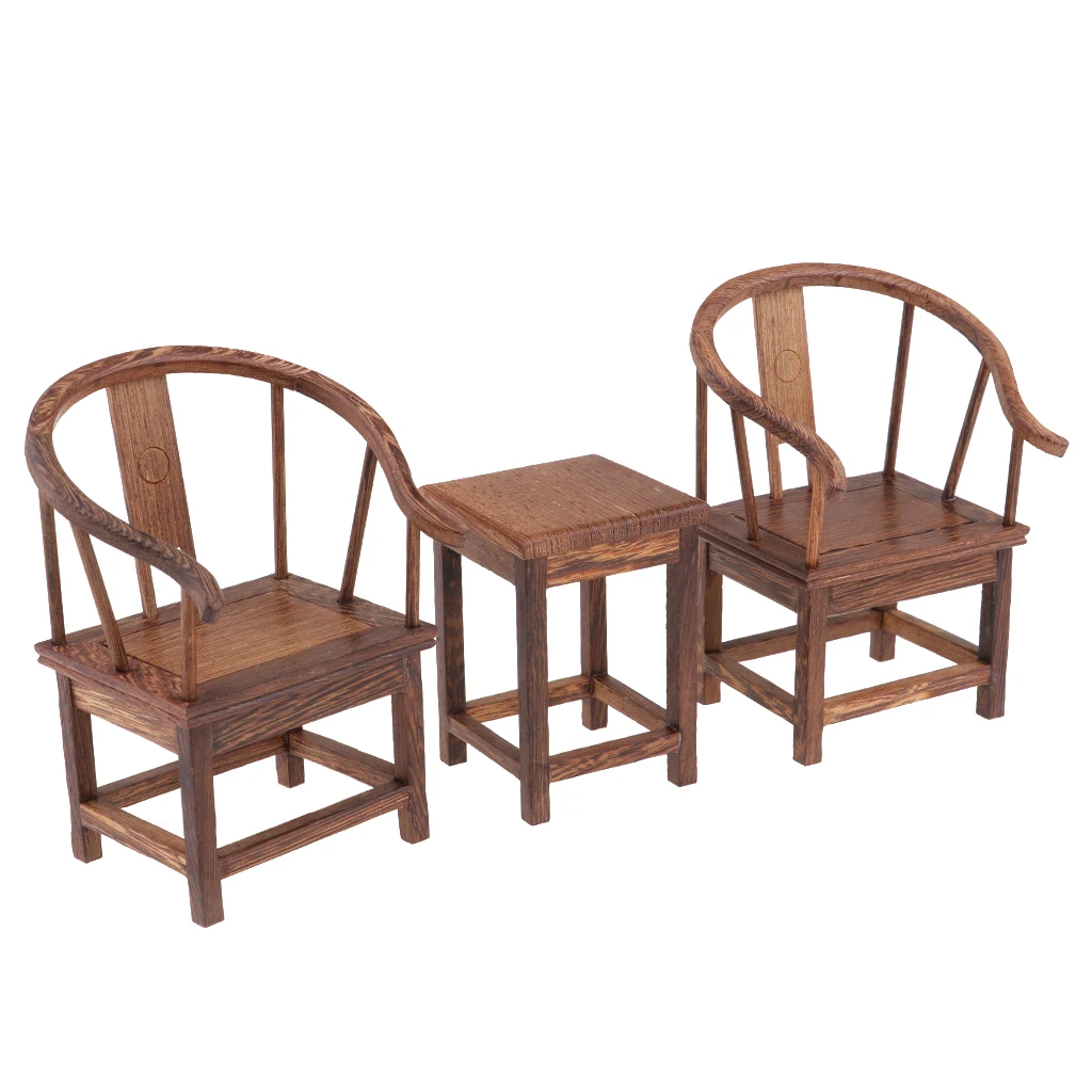 

Dollhouse 1/6 Scale Miniatures Furniture Handmade End Table Tea Table with Armchair Set