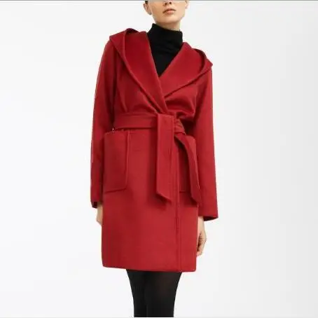 Осенне-зимнее Новое Женское пальто в европейском и американском стиле, красивое кашемировое пальто с капюшоном, простое тонкое пальто с большим карманом - Цвет: Fine coat
