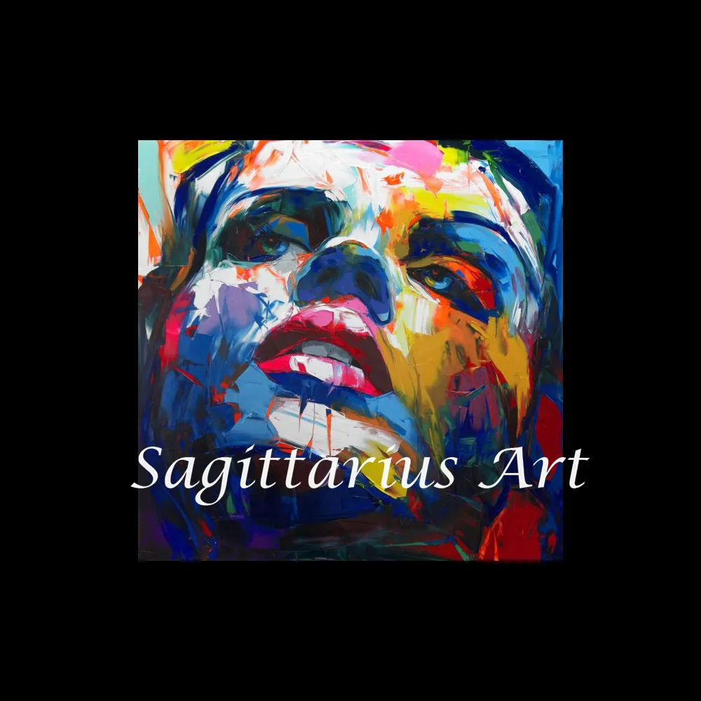 

Hand Painted Francoise Nielly Designer Untitled 564 Palette knife Abstract Oil Painting Canvas Fine Artwork Cool Face Home Decor