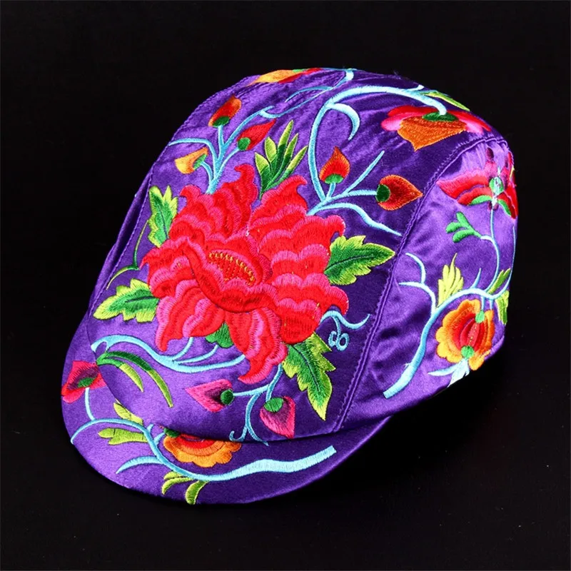 Национальный Ветер вышивка цветок шляпа козырьки открытый туристическая Кепка для женщин 09