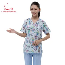 Унисекс Печатный love хирургический костюм Ручная стирка костюм животное Больничная униформа