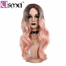 USMEI Ombre парик синтетические парики для женщин 2" длинные волнистые волосы для косплея яркие розовые волосы термостойкий Двуцветный парик высокой плотности