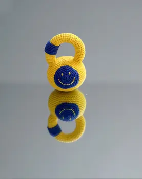 

Crochet rattle with smiley face Crochet rattle fitness weight Rattling toy