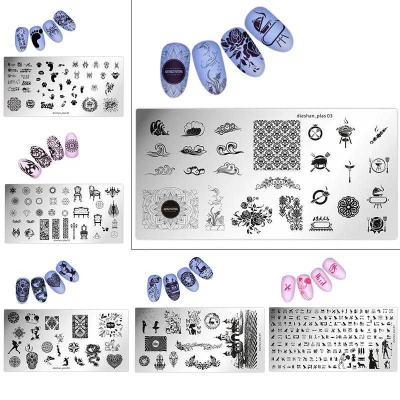 Животные/сексуальные губы/бытовые 1 шт пластины для штамповки ногтей# 【han Plas шаблон для дизайна ногтей инструмент для печати штамп для переноса изображения маникюр
