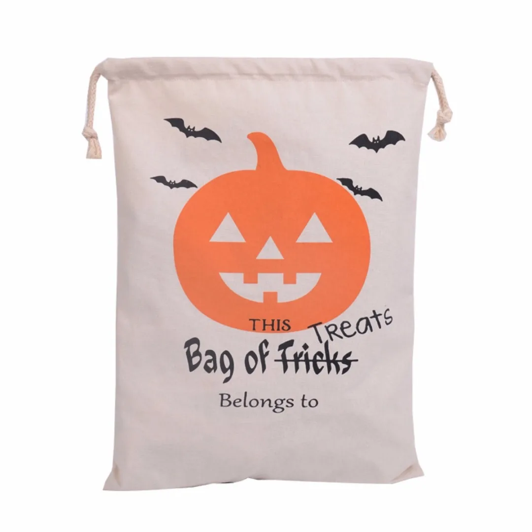 1pc Halloween Pumpkin Spider Canvas Bag Beam Port Drawstring Sack Candy Gift Bag New