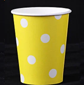 20 шт Вечерние одноразовые стаканчики чистого цвета, сделай сам, украшения для детского душа, для дня рождения, свадьбы, бумага для пикника, вечерние стаканчики - Цвет: polka dot yellow