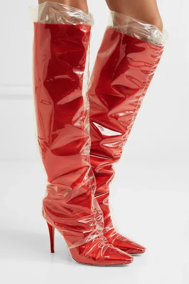 

2018 Newest Woman Mesh Knee Boot High Heel Pointed Toe Long Boot