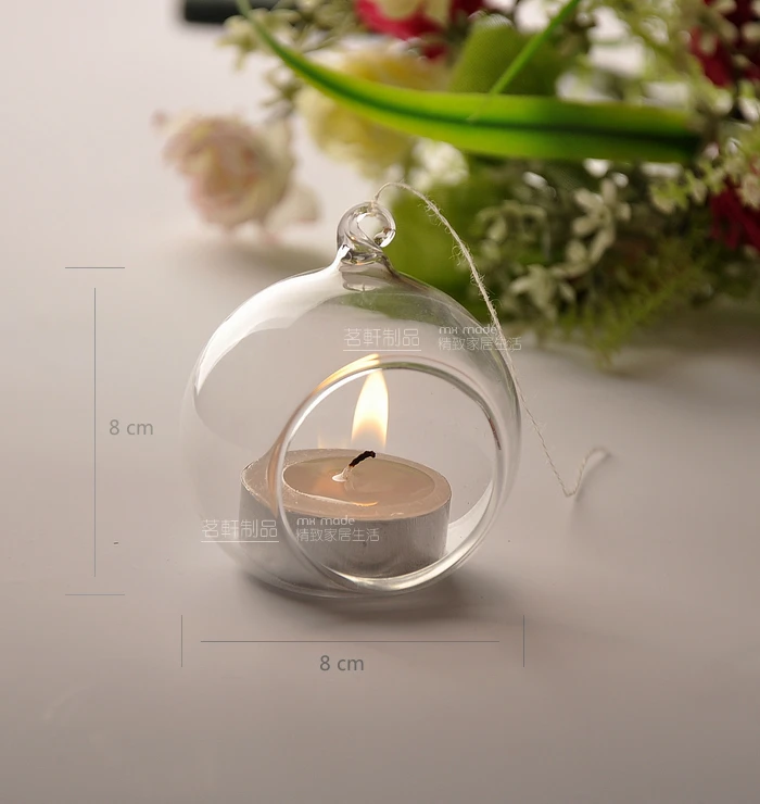 Free Shipping! 5pcs/lot Dia. 8cm Glass Hanging Candle Holders Small