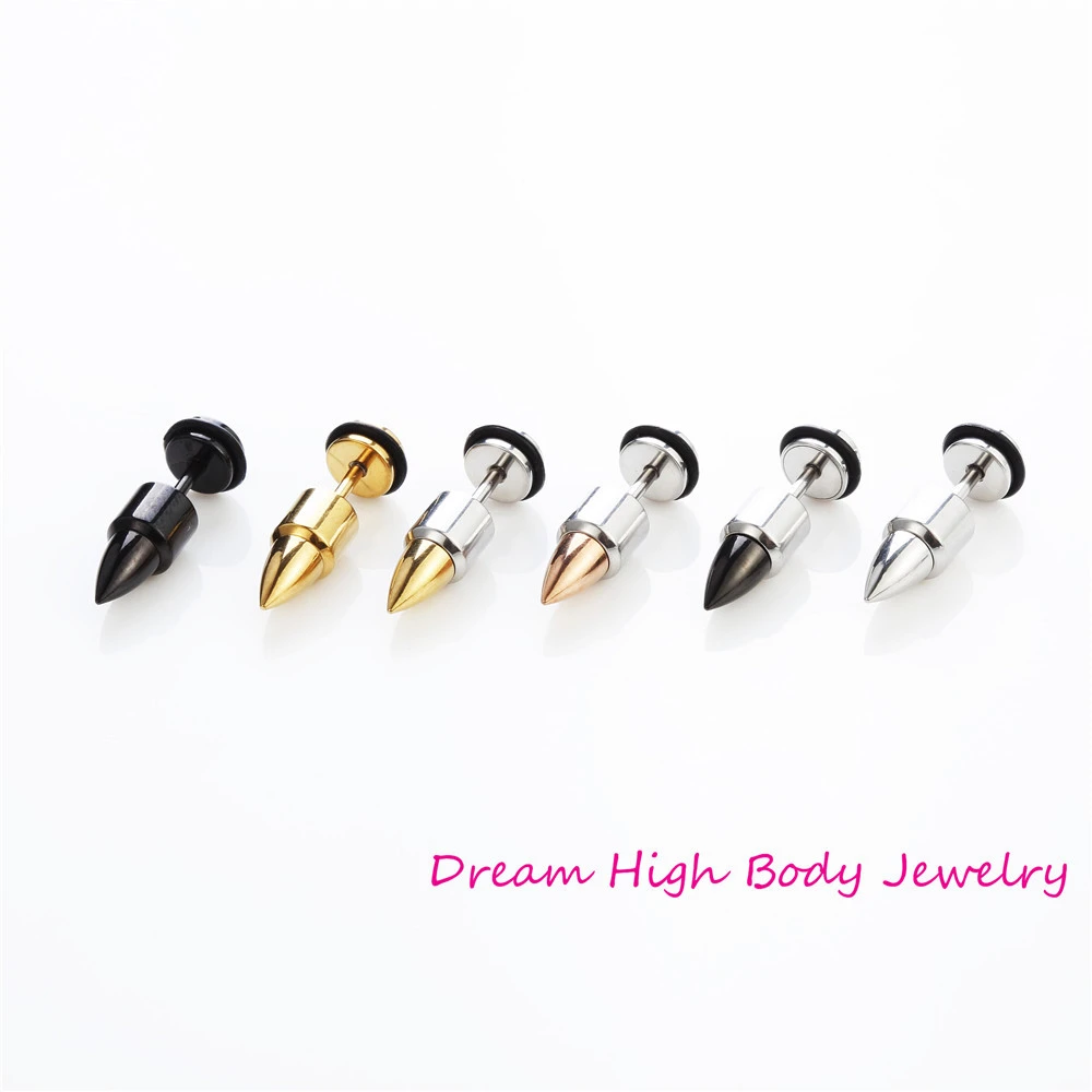 Bien bala estilo uñas oído oreja de mentira de lo en pendientes de joyería de verano Punk para los hombres y las mujeres de color mezclado|fake ear plug|fake earear