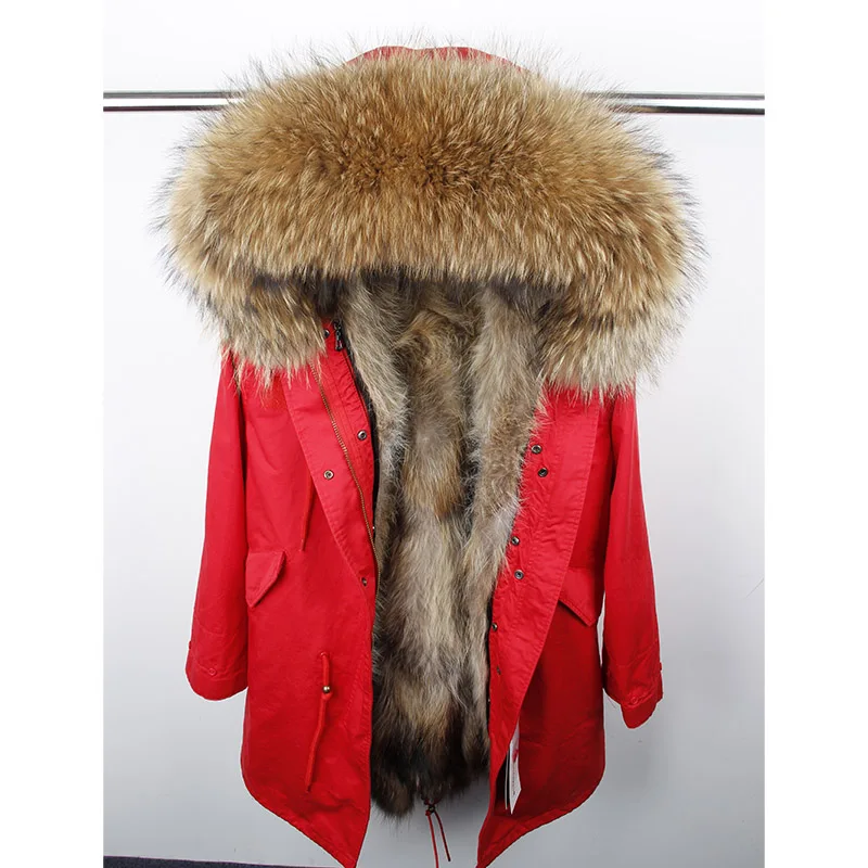 Maomaokong куртка из натурального Лисьего меха, пальто для женщин, зимнее пальто из лисьего меха, парка с натуральным мехом, длинная парка - Цвет: Серый