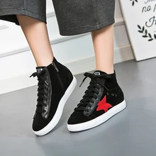 New 2016 female genuine leather lacing round toe casual shoes fashion trainers