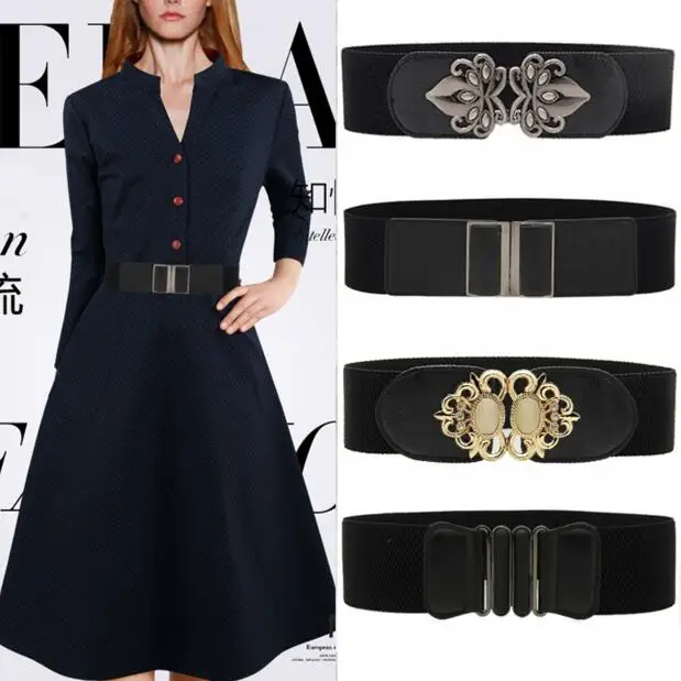 

Metal button sand wide cummerbund fashion all-match round buckle women's belt
