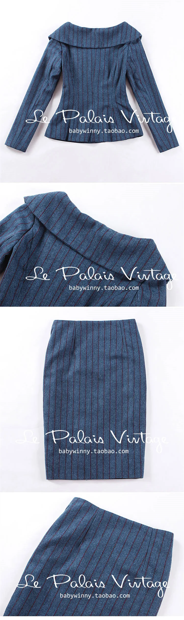 30-Винтаж 50s стильный 2 шт набор в синем элегантном лодке шеи куртка Высокая талия виггл наборы юбок-карандашей размера плюс пальто