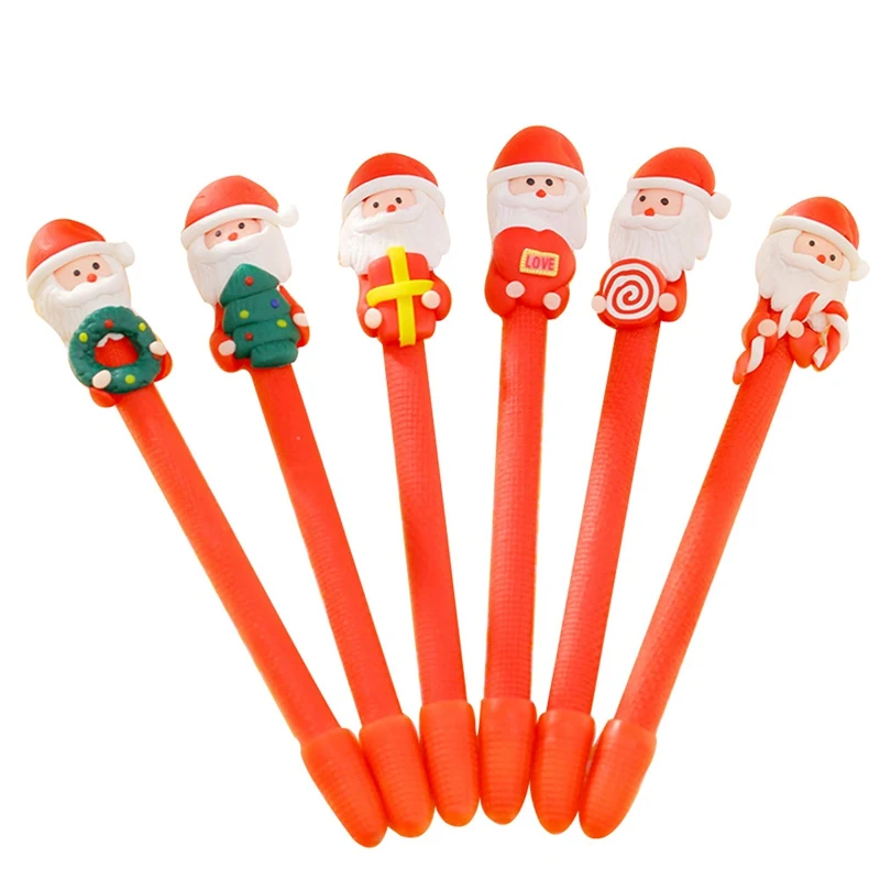 

Christmas Santa Claus Soft Polymer Clay Ballpoint Pen Creative Cartoon Christmas Ballpoint Pen For Child Gift Random Style