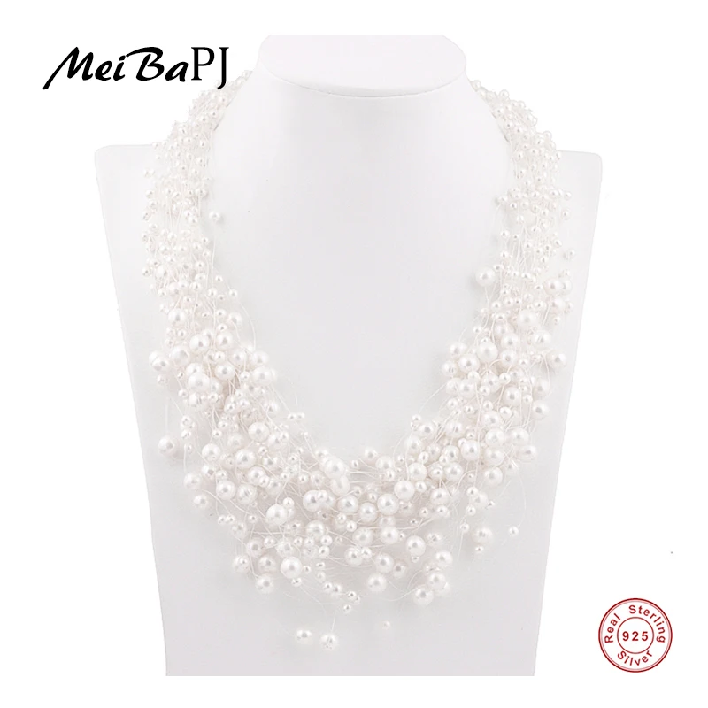 

[MeiBaPJ] Luxurious style exaggerated multi layer necklace natural white 39-layer star round pearl mujer fine jewelry