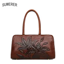 Новая кожаная сумка ретро тисненая китайская стильная большая емкость кожаная женская сумка среднего возраста брендовая сумка