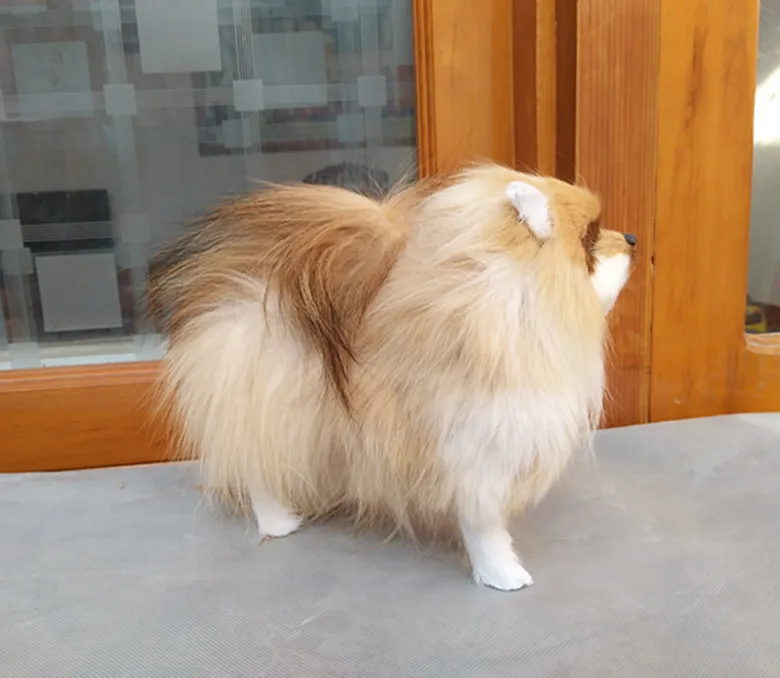 Cerca de 23x20.5x9cm Nova Simulação Brinquedo Polietileno & Peles Cor Natural Pomeranian Boneca Presente 1185 Cão 7 cor natural pomeranian boneca presente cerca de 23x20.5x9cm 1185