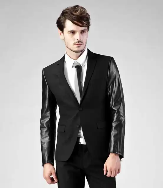 Latest Coat Pant Designs Black Shining Casual Fashion Suit For Men Notched Lapel Stylish Skinny 2