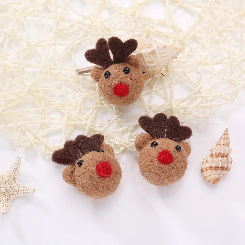 

5 PcsCute Wool Felt DIY Craft Elk Animal Pattern Poke DIY Kits Multiuse Christmas Tree Bag Decorations Brooch Children Hair Band