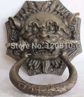

2pcs Lucky Chinese Door Feng shui Foo Dog Lion Statue Copper Bronze Knocker