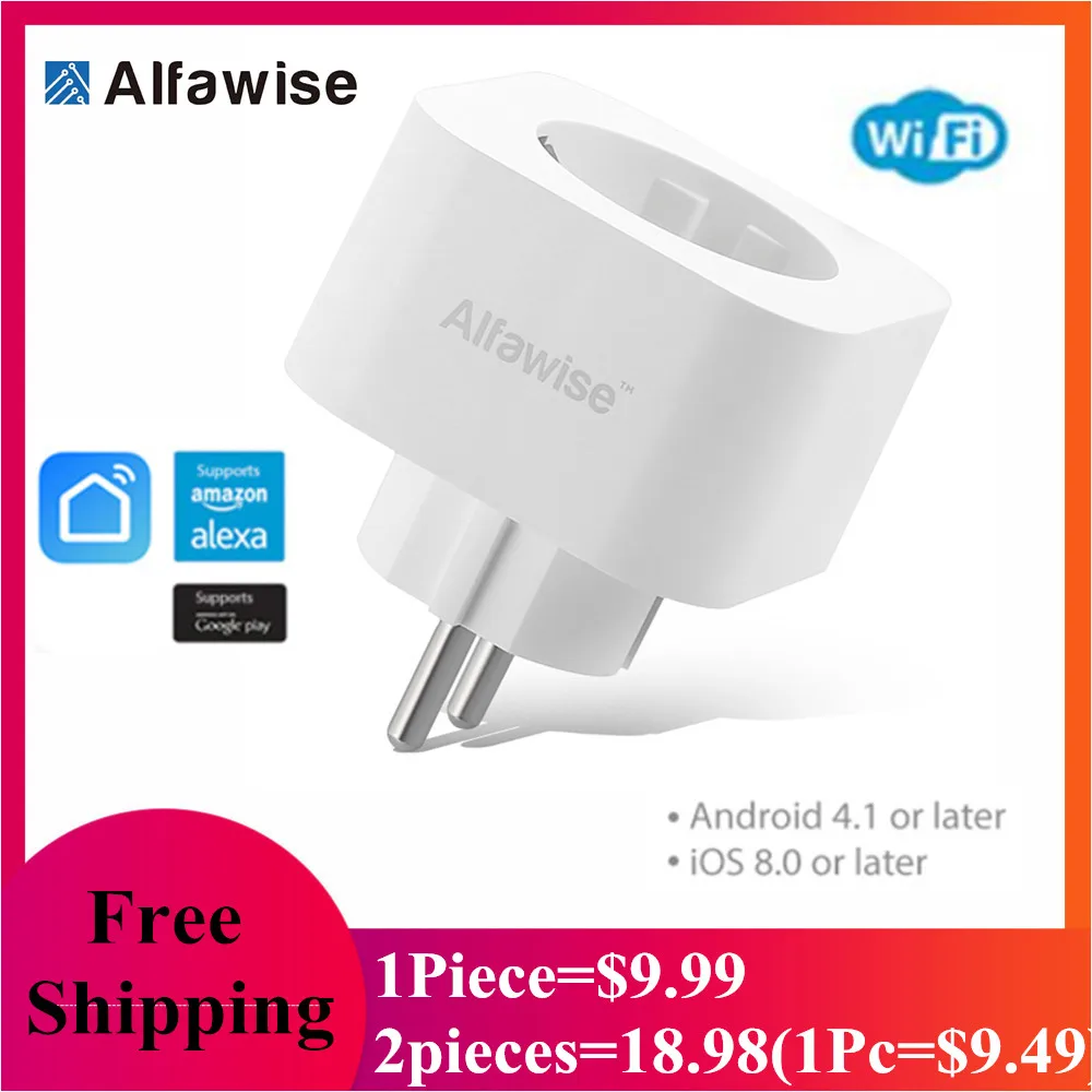Смарт разъем Alfawise PE1004T мини Розетка WiFi штепсельная вилка европейского стандарта
