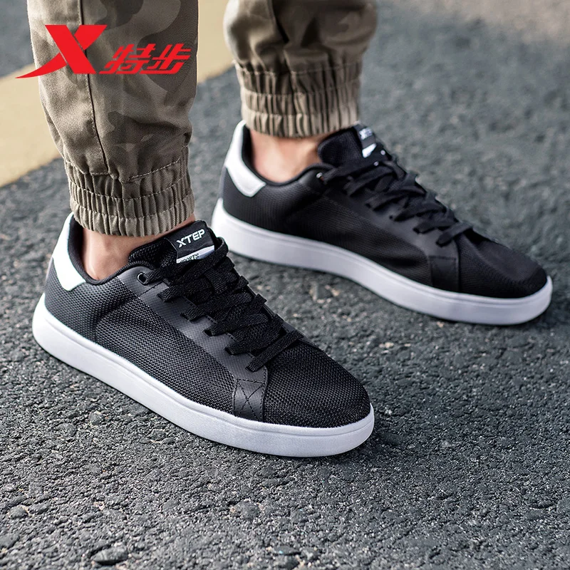 

982219319875 Xtep black sneakers men's black shoes new mesh low to help students Skateboarding shoes for man