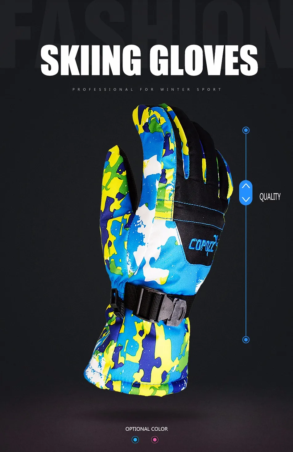 COPOZZ мужские перчатки для сноуборда, лыжные перчатки, снегоходы, мотоциклетные Зимние перчатки для катания на лыжах, альпинизма, водонепроницаемые зимние перчатки