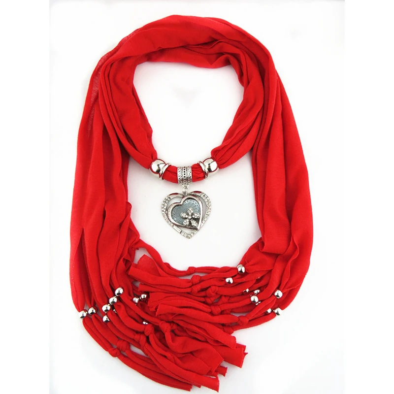 Женские шарфы, ожерелье, элегантные ювелирные изделия, Сердце, подвеска из драгоценного камня, шарф, дамские шарфы с кисточками, женские шали из фуляра, femme