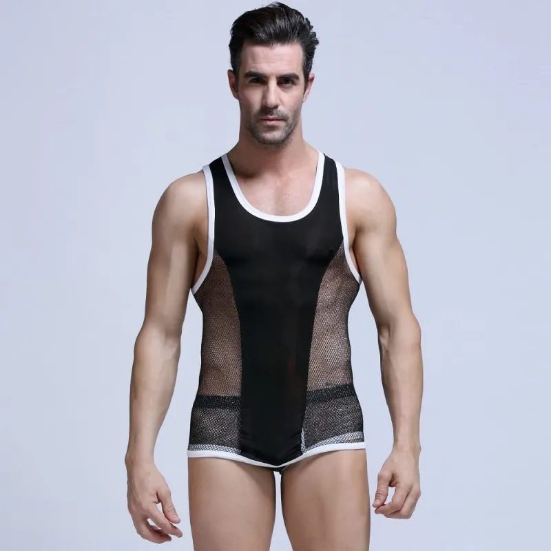 

Fashion Brand Men Transparent Mesh Tank Tops Male Sexy Breathable Fabric Tops Casual Sleeveless Tight-fitting Vest