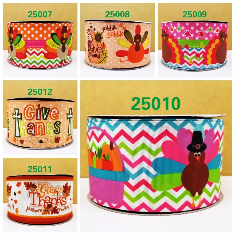 

Free shipping 50 yard per size thanks giving day ribbon printed grosgrain ribbon 25012