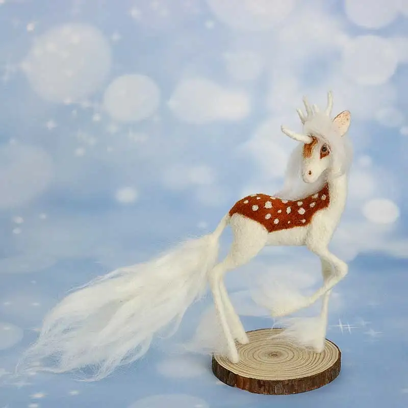 Non-Finished Felt Christmas Family Wedding Decoration Gift DIY Handmade Unicorn Deer Wool Needle Felt Decoration Material Kit