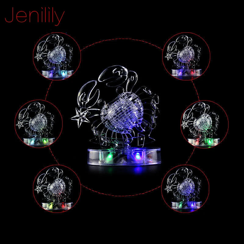 Jenilily DIY Забавный Краб 3D Хрустальные пазлы с цветными огнями 41 шт дети взрослые