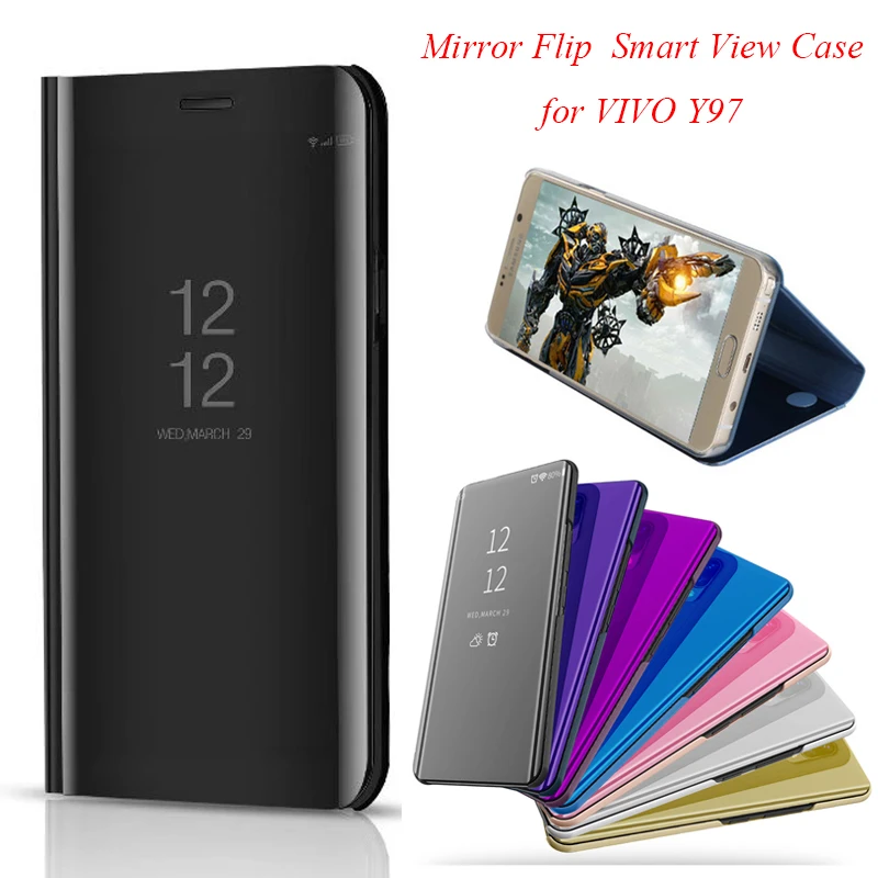 VivoY97 Smart Flip Stand Mirror Case For vivo y97 Case Clear View PU Leather Cover For vivo y97 Case Cover for vivo y 97