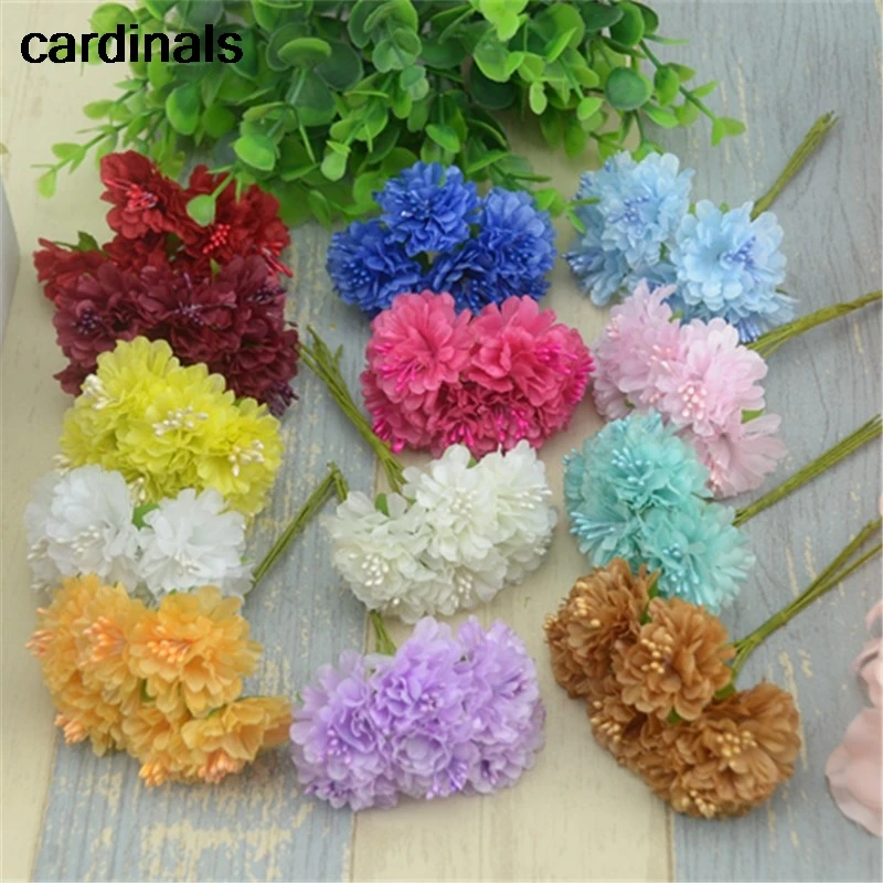 72pcs Mini Silk Artificial Flower Bouquet Rose Stamen Home Wedding