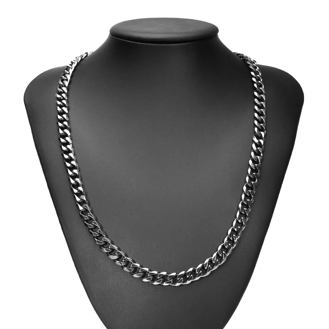 5/7/9/11mm Fashion Men Link Chain Necklace Shellhard Black Cuban Chain Men Women Jewelry Gifts Long Necklace Hip Hop Jewelry