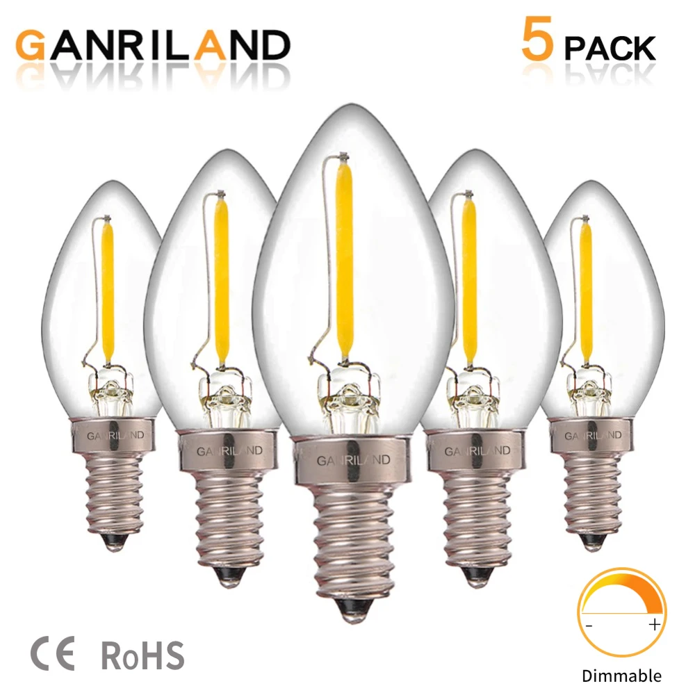 Ganriland C7 светодиодная лампочка холодильника E12 E14 0,5 w Светодиодная нить с регулируемой яркостью света лампы 2700 k 110 V 220 V люстра Подвесная лампа Edison лампа