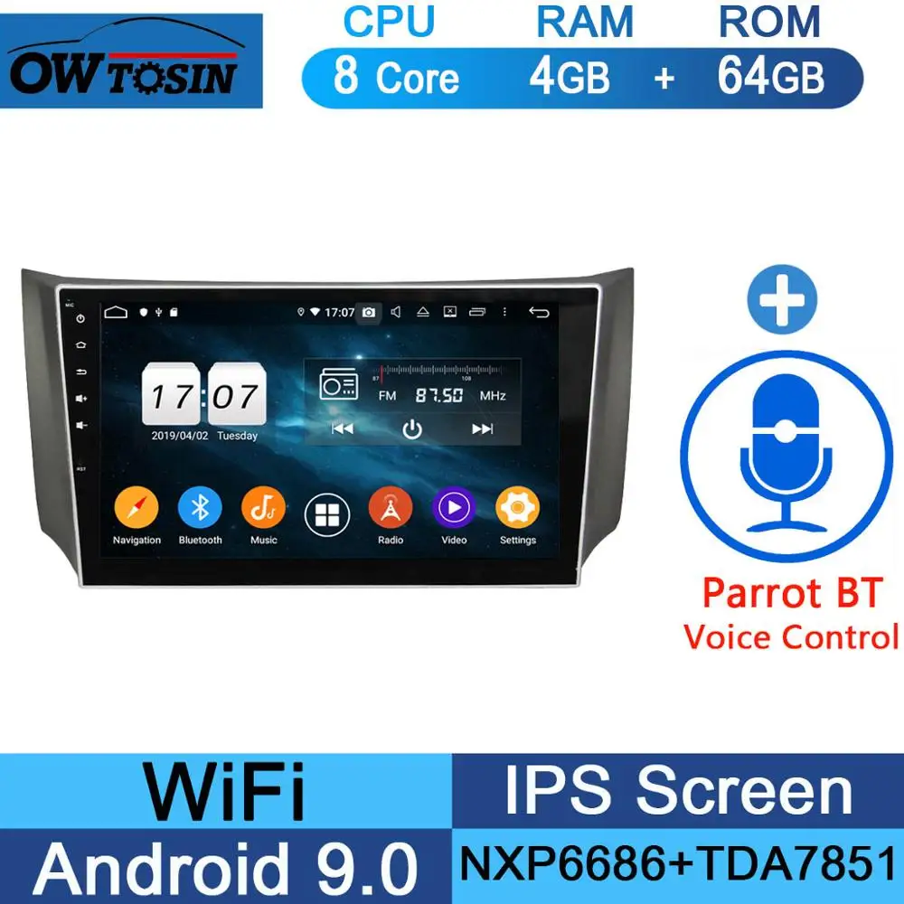 10," ips 8 ядерный 4G+ 64G Android 9,0 автомобильный DVD радио gps для Nissan SYLPHY B17 Sentra 2012 2013 DSP CarPlay - Цвет: 64G Parrot BT